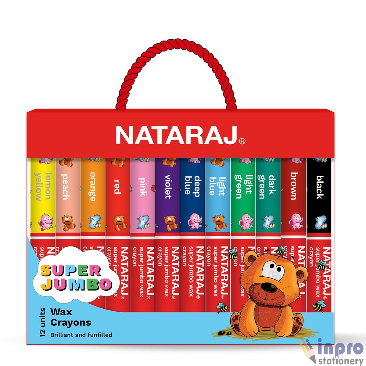 NATARAJ SUPER JUMBO WAX CRAYONS 12 PCS PP INNER BEAR Wax Crayon _ super jumbo