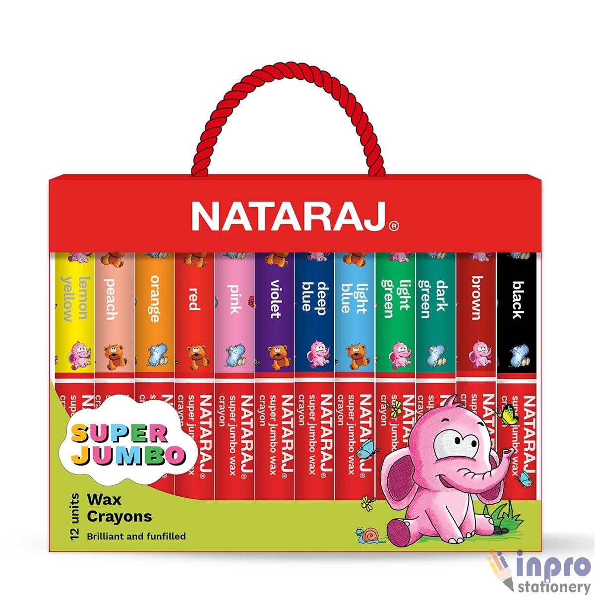NATARAJ SUPER JUMBO WAX CRAYONS 12 PCS PP INNER ELEPHANT 12 units wax crayon _002