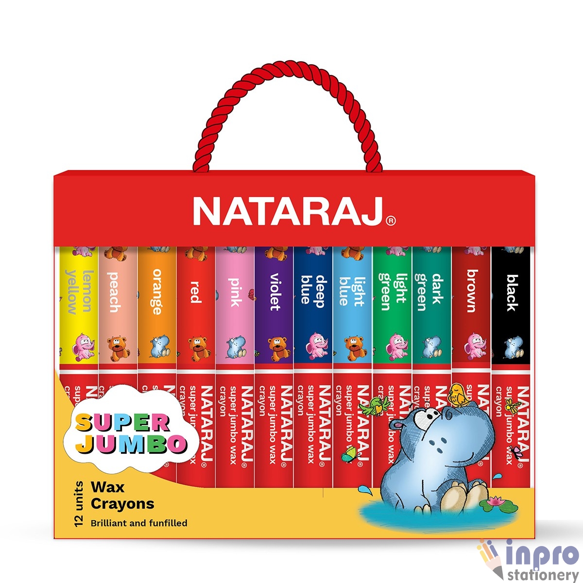 NATARAJ SUPER JUMBO WAX CRAYONS 12 PCS PP INNER HIPPO 12 unit Wax Crayon